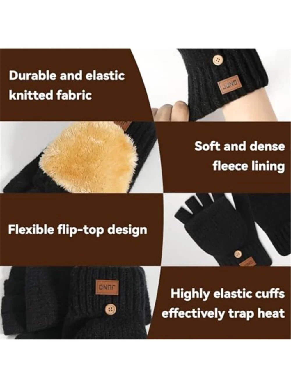 2 Pairs Unisex Winter Mittens Fingerless Gloves Upgraded Warm and Soft Thermal